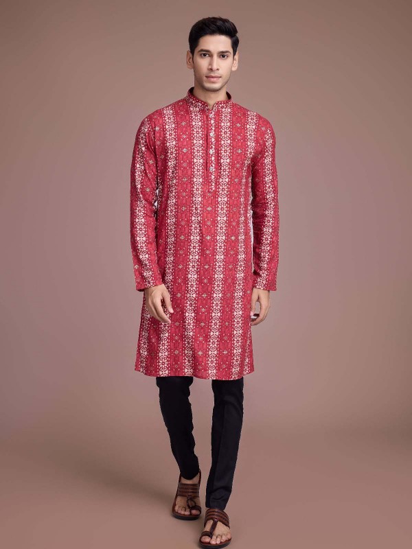 Light Maroon Rayon Readymade Kurta